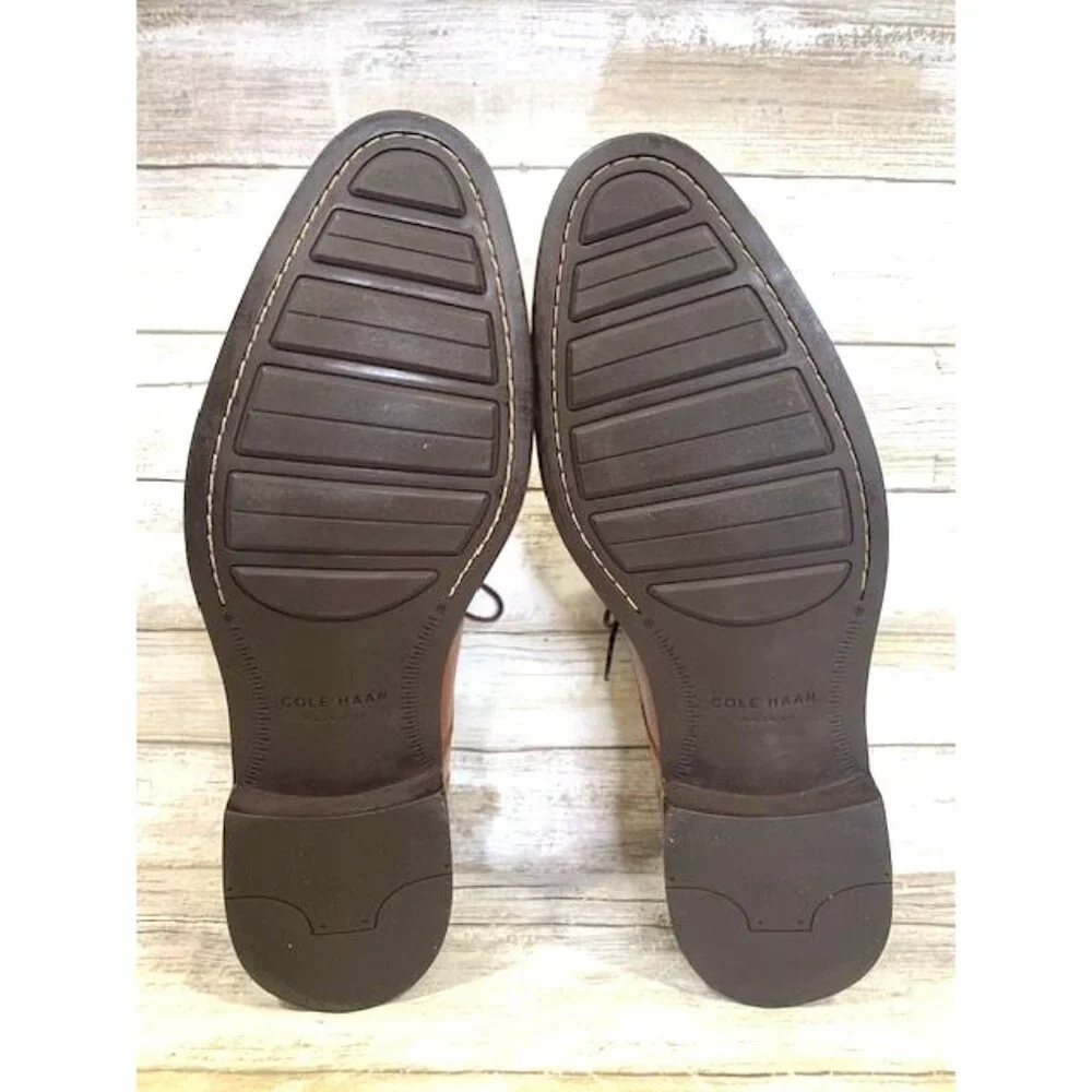 Men's Cole Haan Grand.OS Leather Lace-Up Oxford Shoes Size 9M Cognac Brown‎